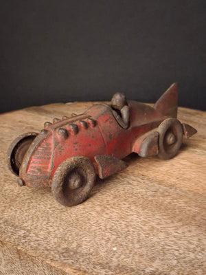 Antique Hubley Cast Iron Red Streamline Racer Car #1877 Land Speed Toy c. 1930
