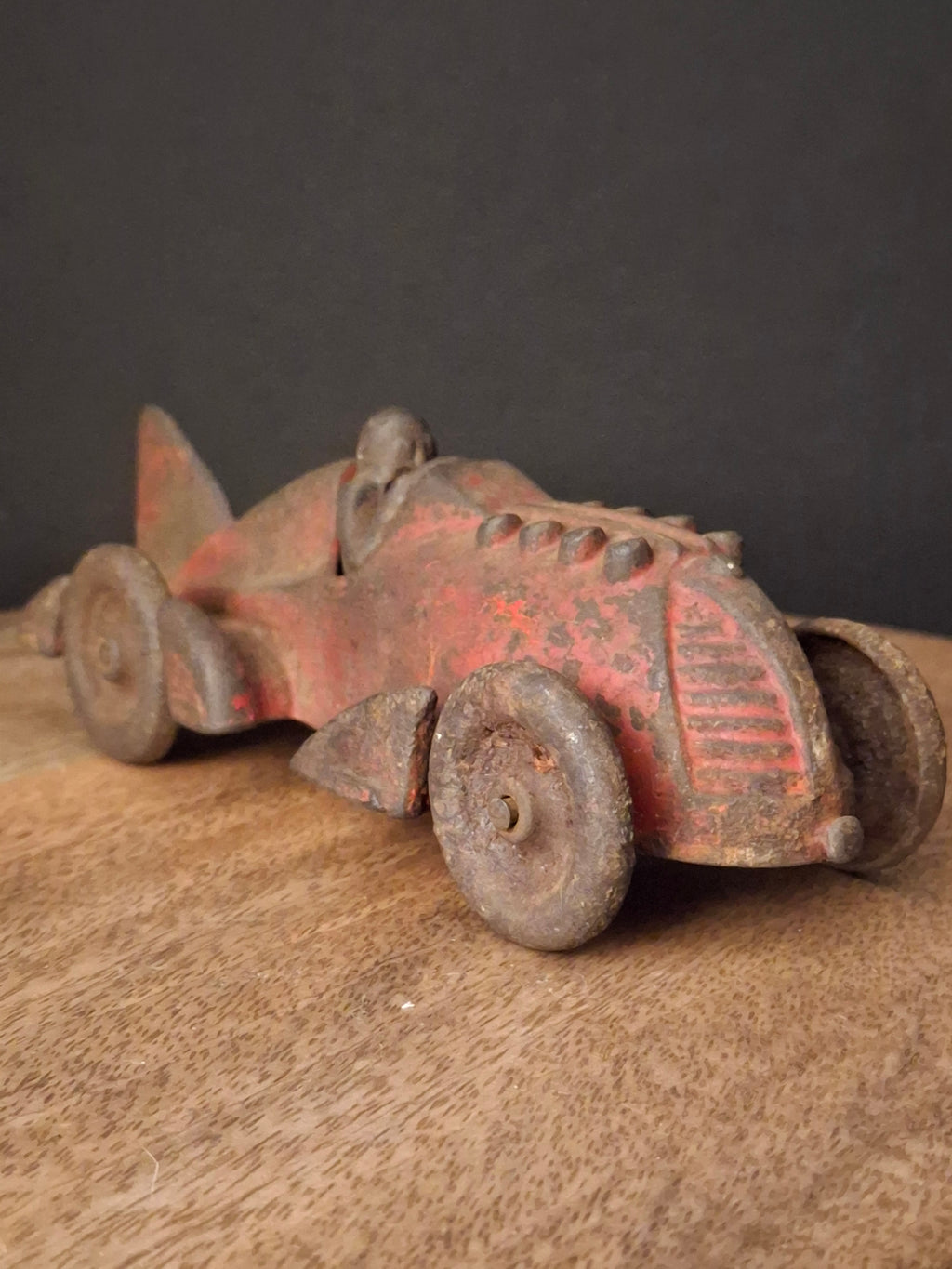 Antique Hubley Cast Iron Red Streamline Racer Car #1877 Land Speed Toy c. 1930