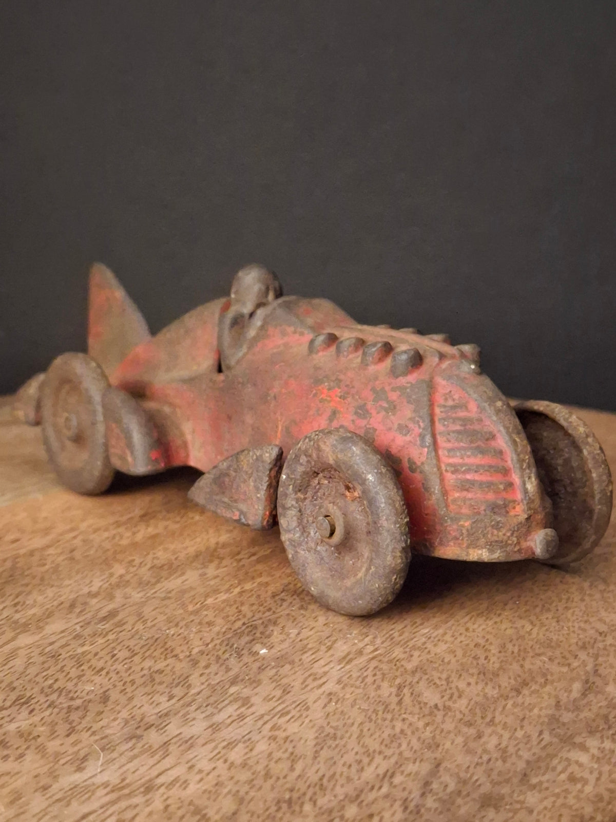Antique Hubley Cast Iron Red Streamline Racer Car #1877 Land Speed Toy c. 1930