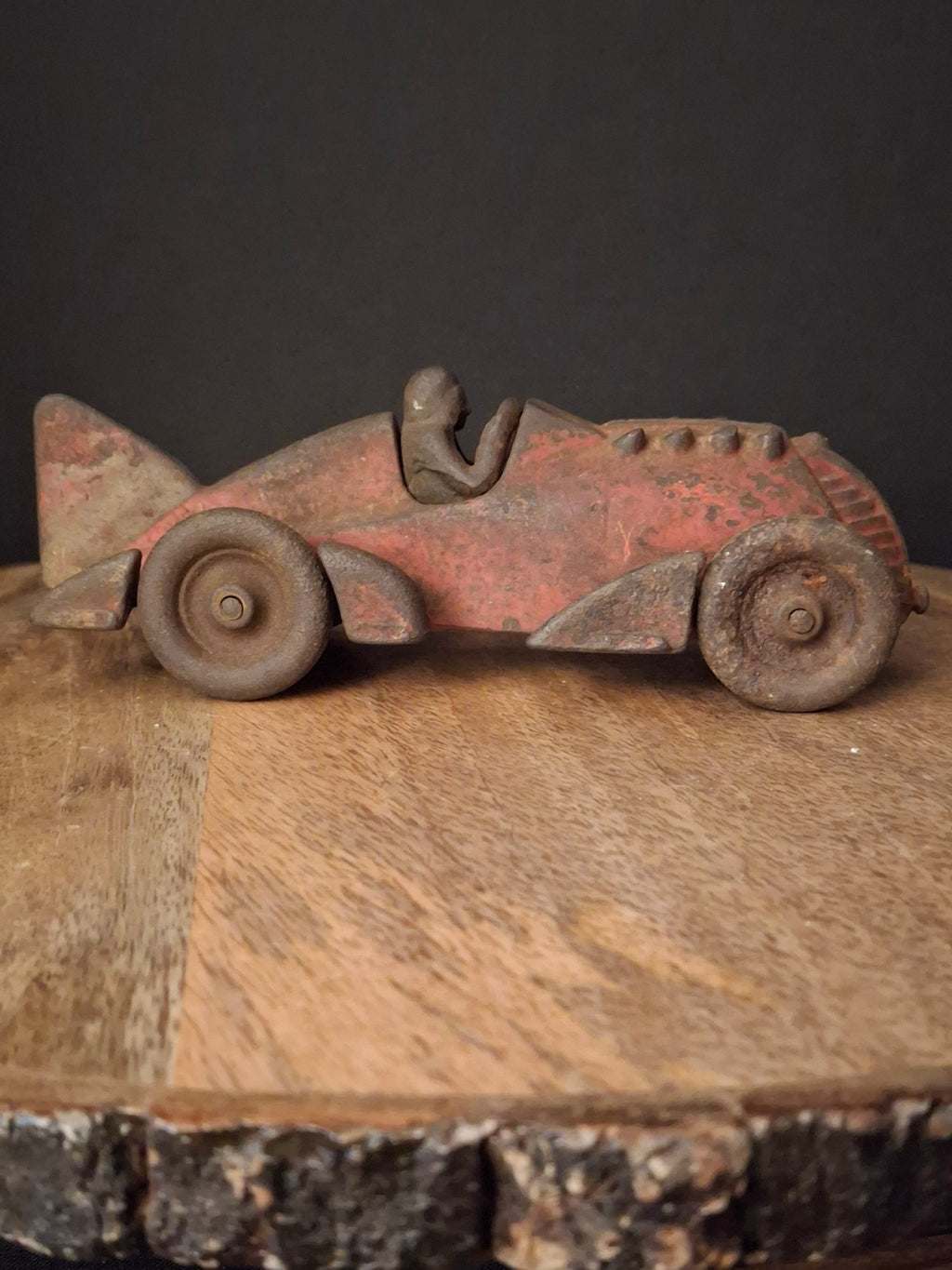 Antique Hubley Cast Iron Red Streamline Racer Car #1877 Land Speed Toy c. 1930