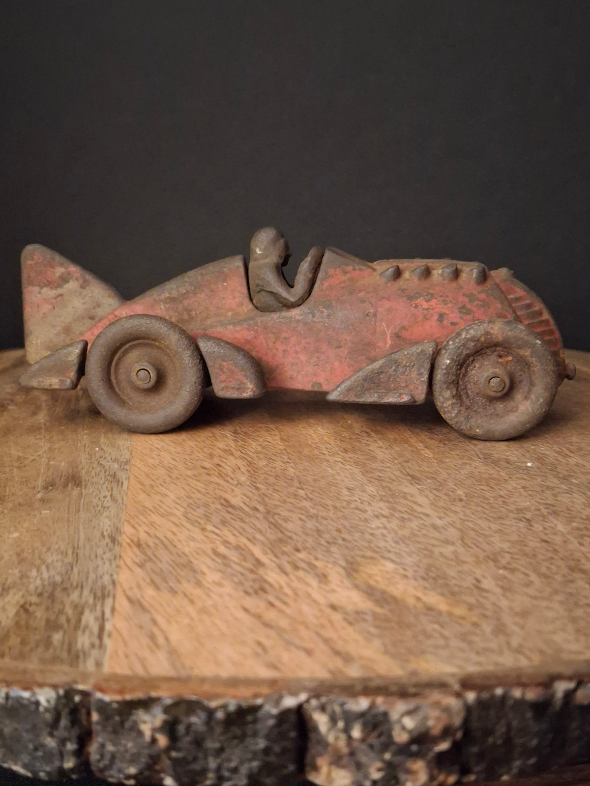 Antique Hubley Cast Iron Red Streamline Racer Car #1877 Land Speed Toy c. 1930