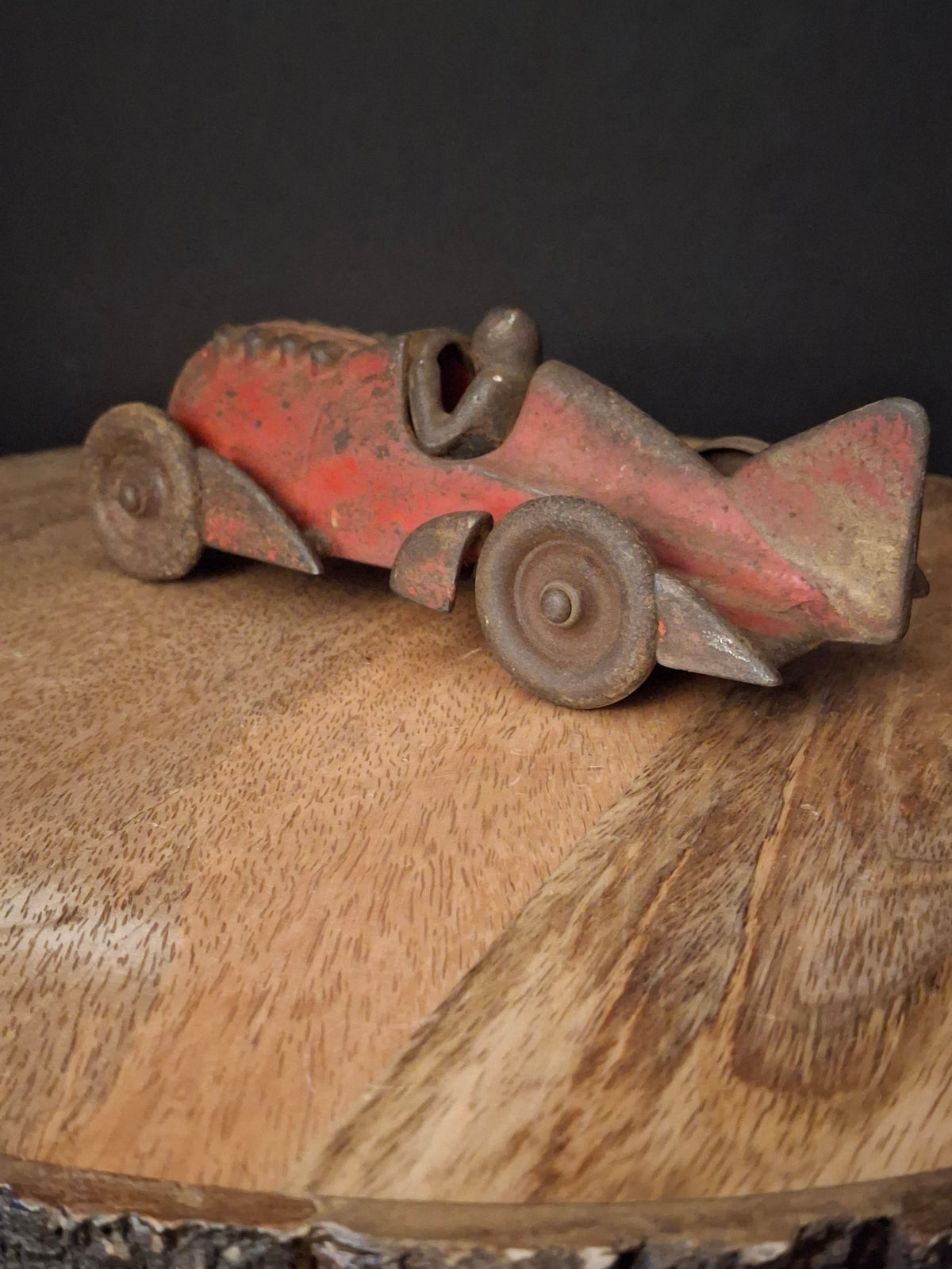 Antique Hubley Cast Iron Red Streamline Racer Car #1877 Land Speed Toy c. 1930