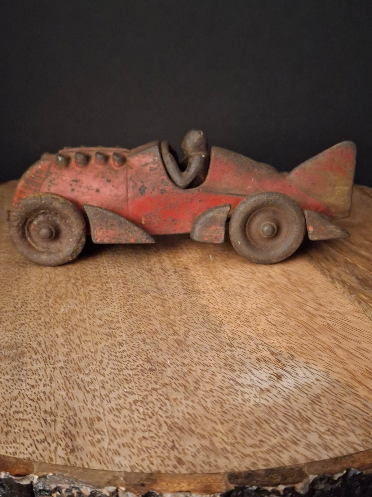 Antique Hubley Cast Iron Red Streamline Racer Car #1877 Land Speed Toy c. 1930