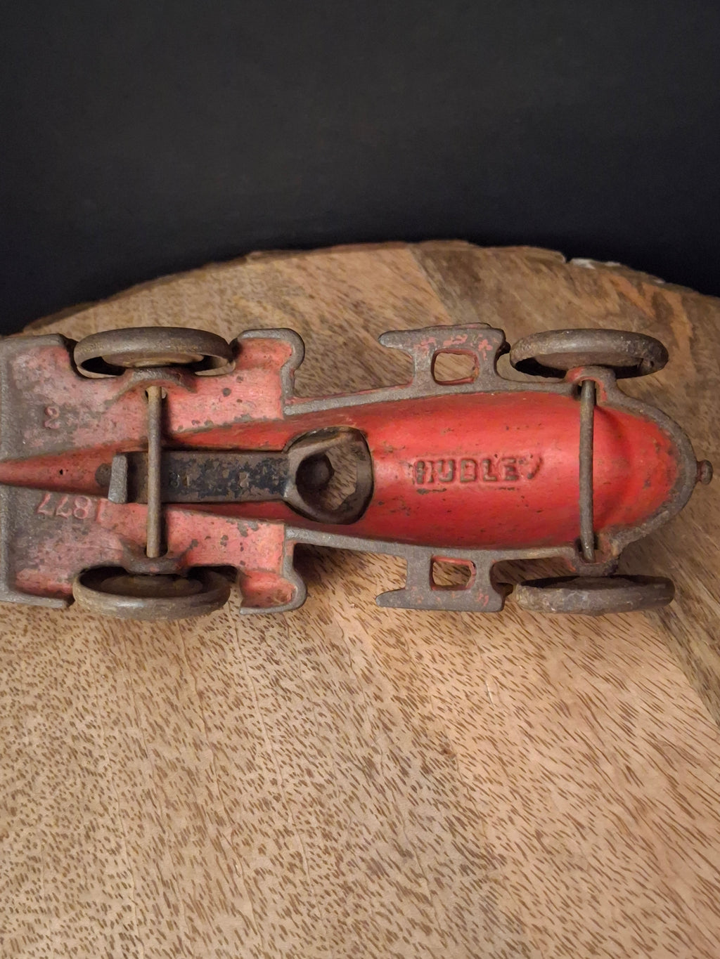 Antique Hubley Cast Iron Red Streamline Racer Car #1877 Land Speed Toy c. 1930