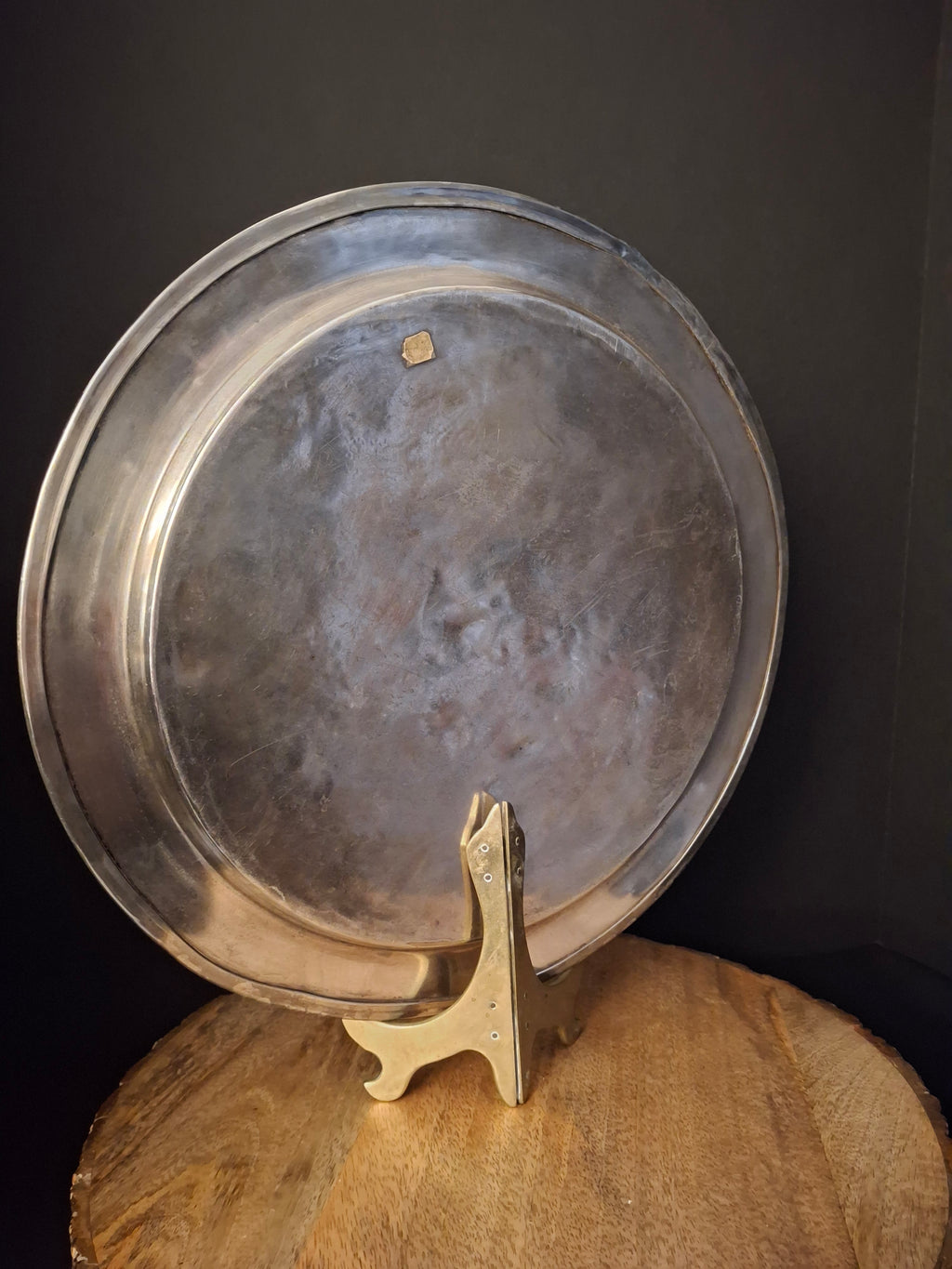 Rare Antique 1889 Ottoman Damascus Judaica Presentation Plate Silvered Brass Inscribed Hebrew Provenance Large 13"