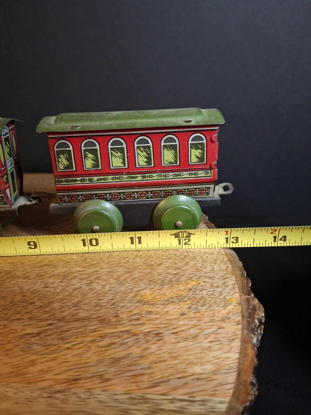 Antique 1920s Hafner Tin Litho 3 Pc Floor Train Set Locomotive & Passenger Cars