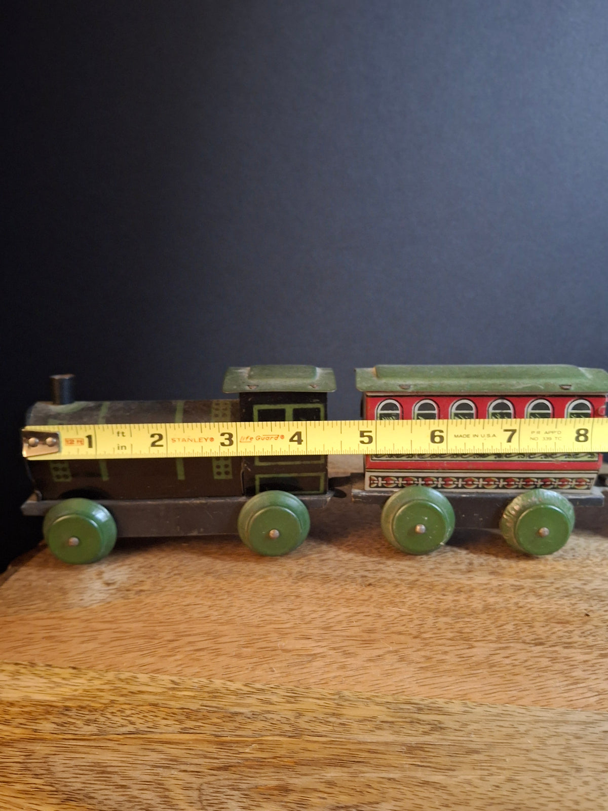 Antique 1920s Hafner Tin Litho 3 Pc Floor Train Set Locomotive & Passenger Cars
