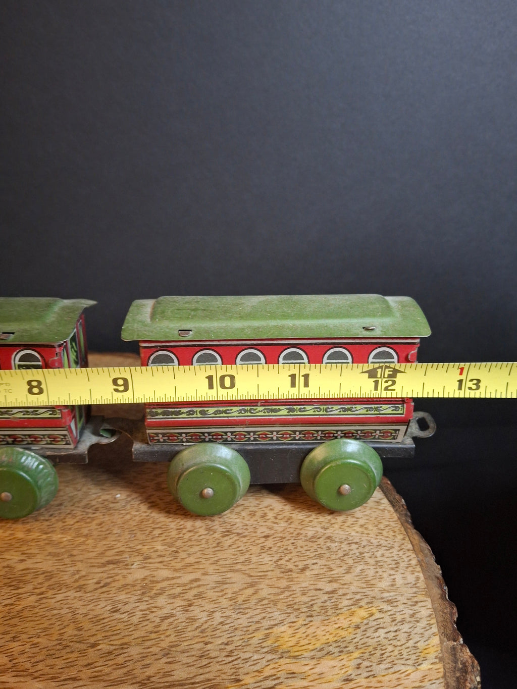 Antique 1920s Hafner Tin Litho 3 Pc Floor Train Set Locomotive & Passenger Cars