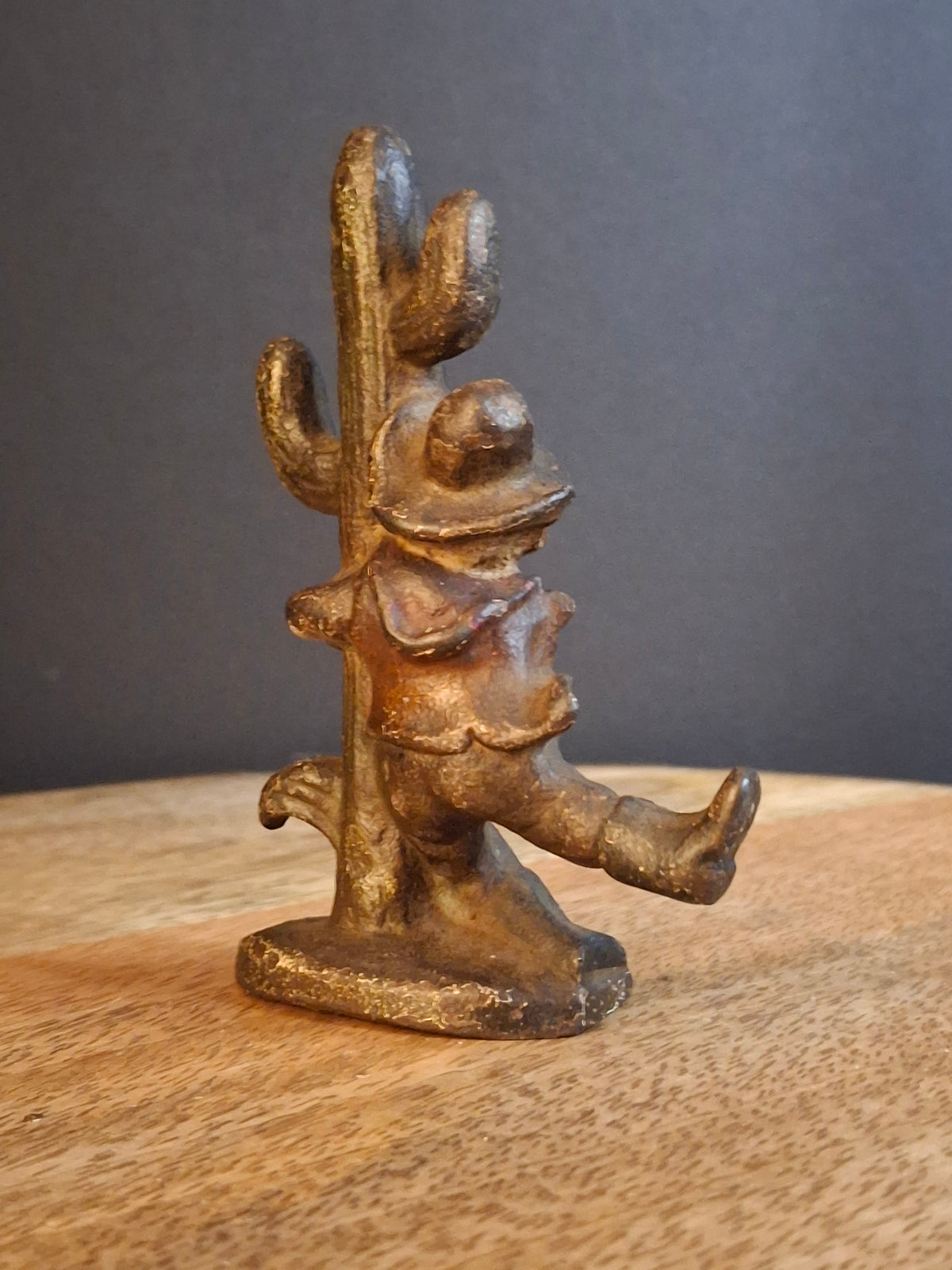 Vintage Cast Iron Drunk Cowboy Hugging Cactus Figural Bottle Opener Figure