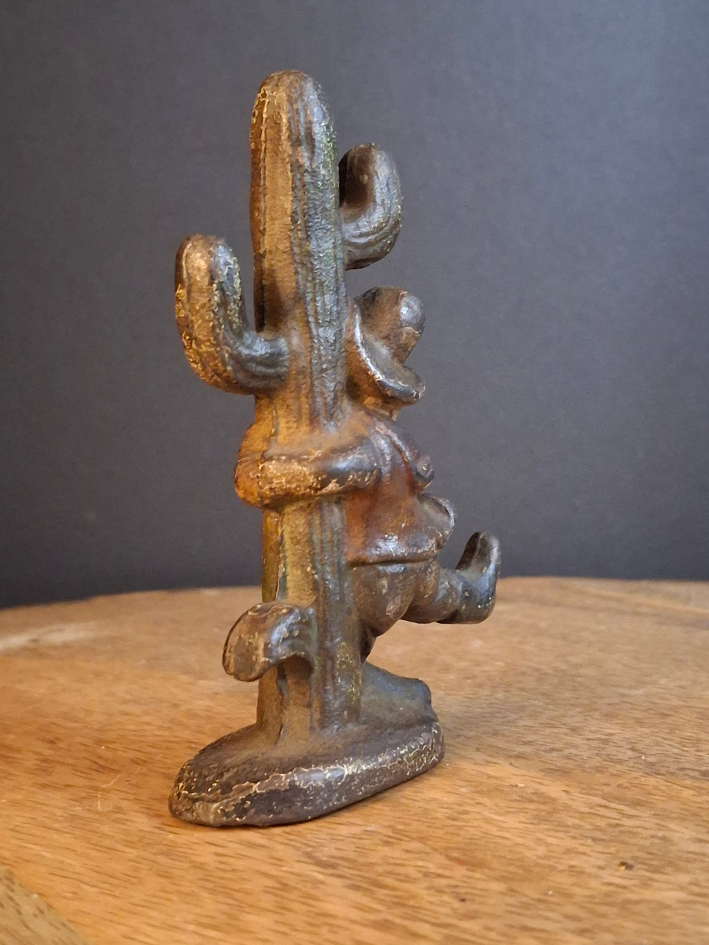 Vintage Cast Iron Drunk Cowboy Hugging Cactus Figural Bottle Opener Figure