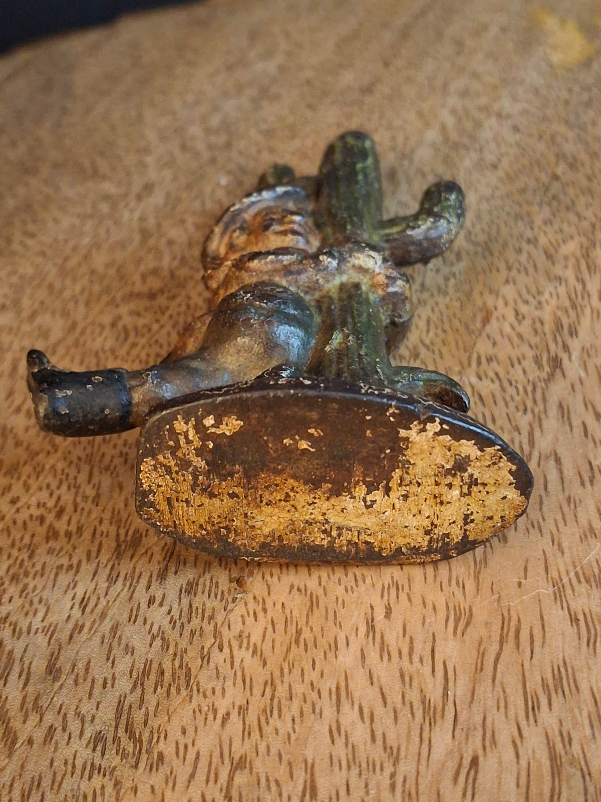 Vintage Cast Iron Drunk Cowboy Hugging Cactus Figural Bottle Opener Figure
