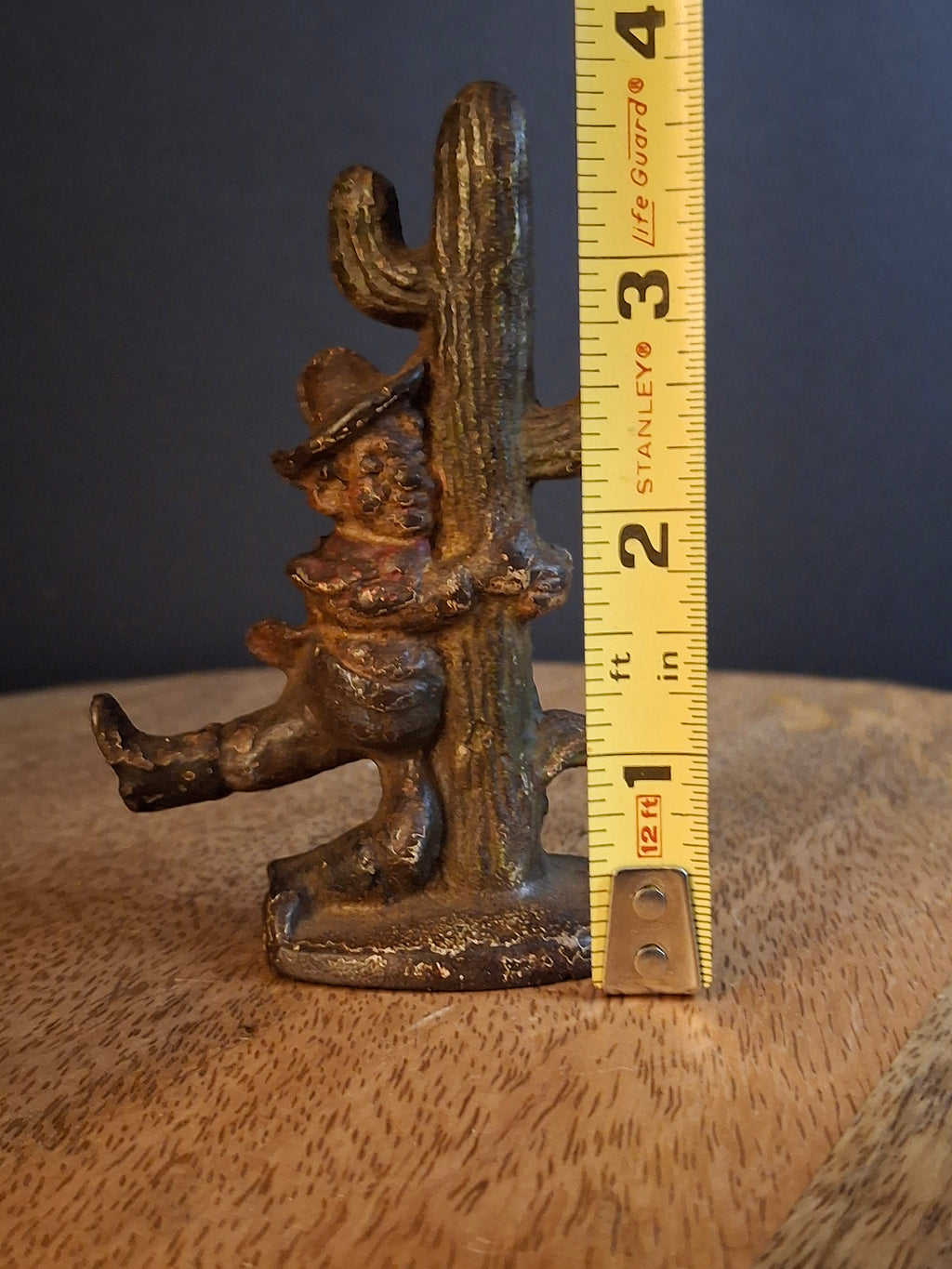 Vintage Cast Iron Drunk Cowboy Hugging Cactus Figural Bottle Opener Figure