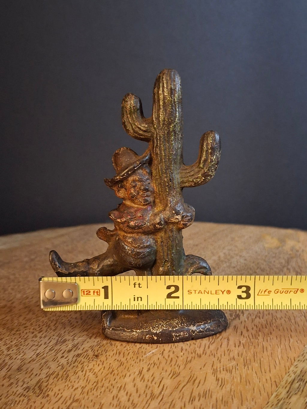 Vintage Cast Iron Drunk Cowboy Hugging Cactus Figural Bottle Opener Figure