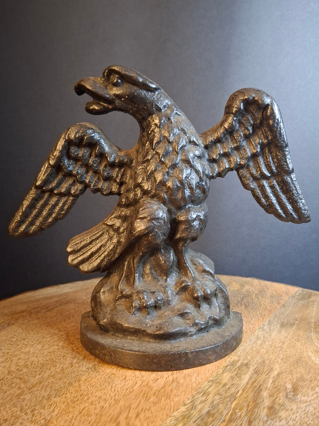 Antique Cast Iron Eagle on Rock Doorstop Patriotic Americana Hubley or Albany
