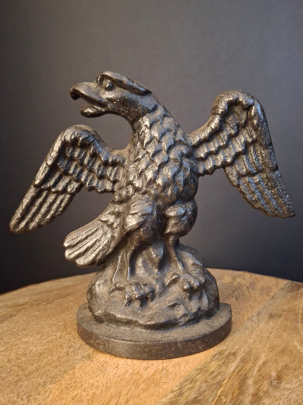 Antique Cast Iron Eagle on Rock Doorstop Patriotic Americana Hubley or Albany