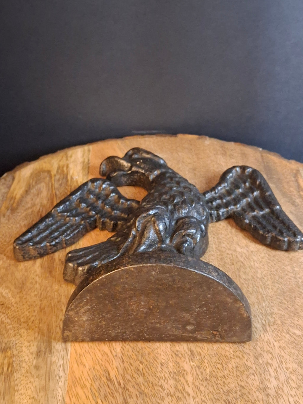 Antique Cast Iron Eagle on Rock Doorstop Patriotic Americana Hubley or Albany