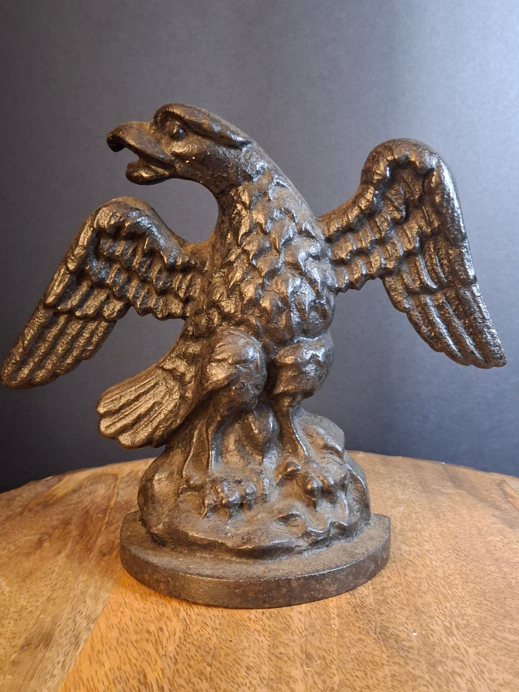 Antique Cast Iron Eagle on Rock Doorstop Patriotic Americana Hubley or Albany