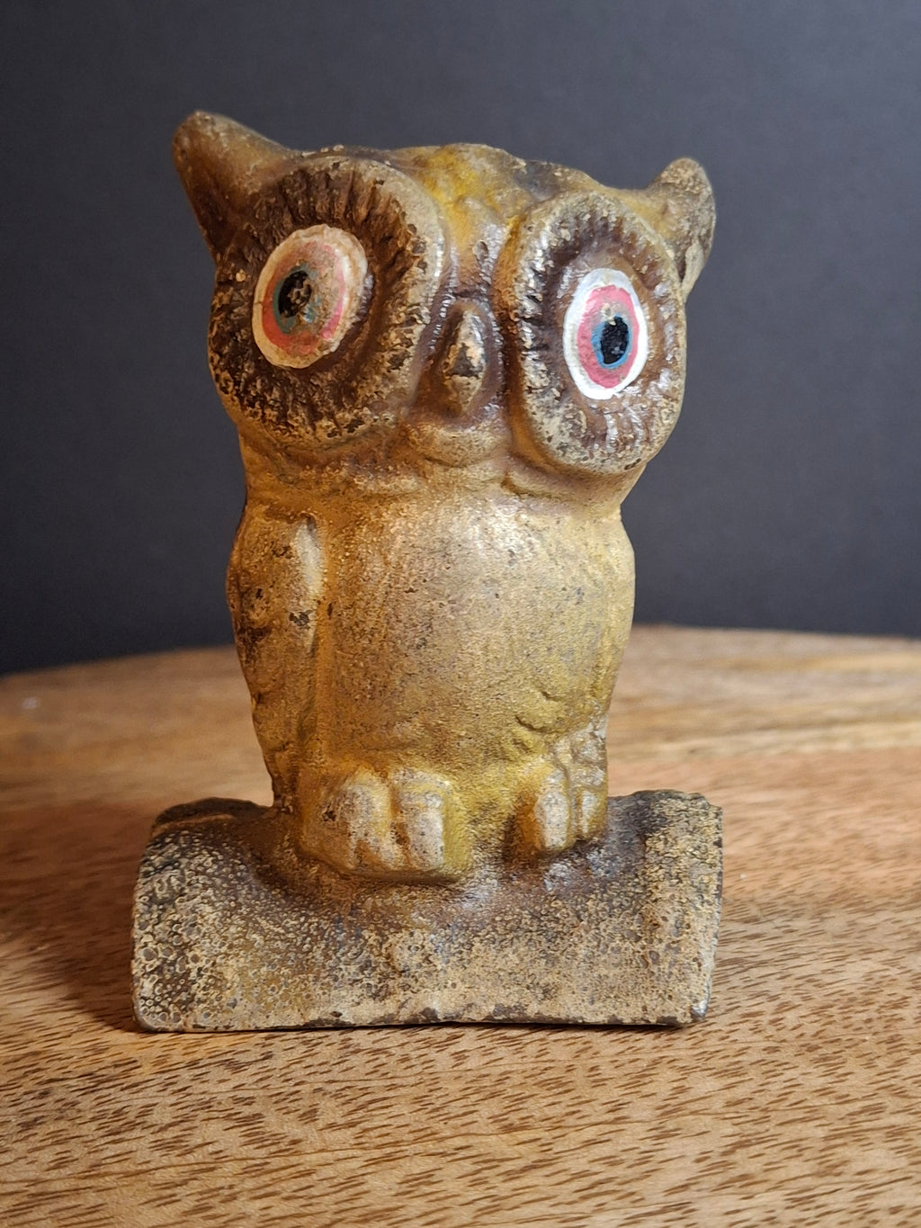Antique AC Williams Cast Iron Wise Owl Still Bank c 1910s
