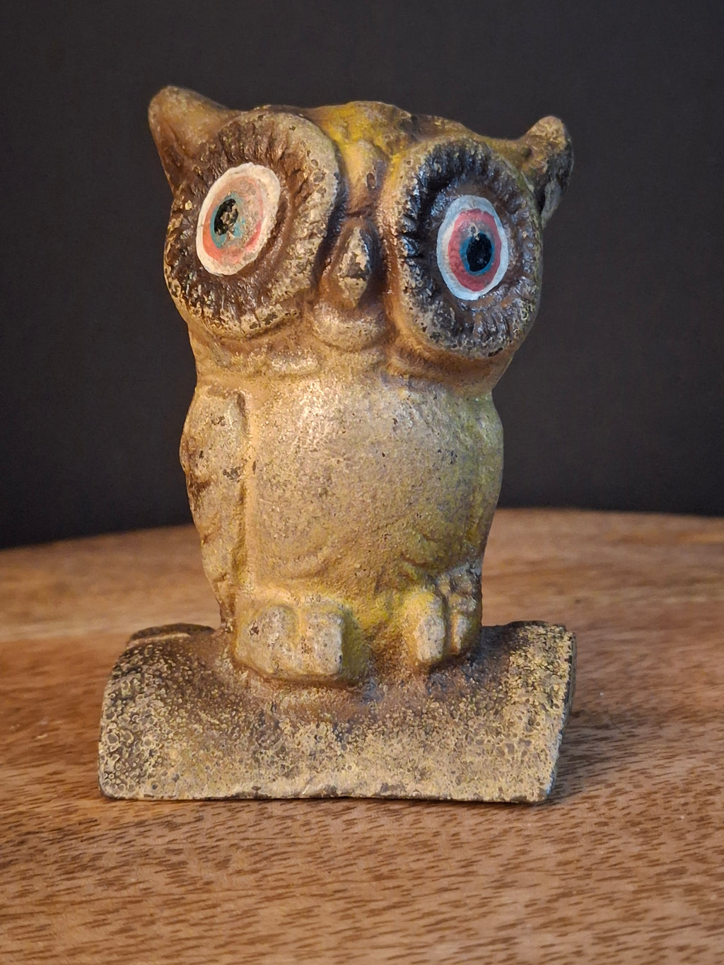 Antique AC Williams Cast Iron Wise Owl Still Bank c 1910s