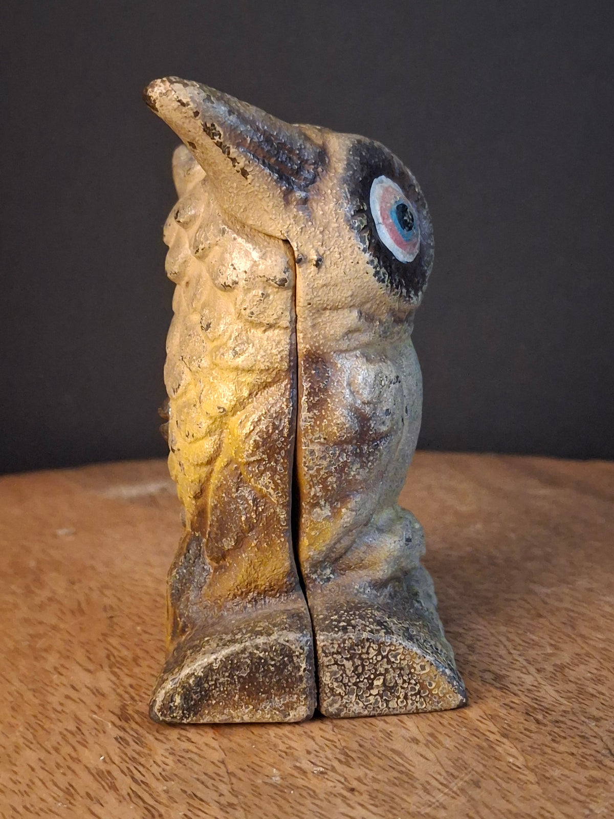 Antique AC Williams Cast Iron Wise Owl Still Bank c 1910s