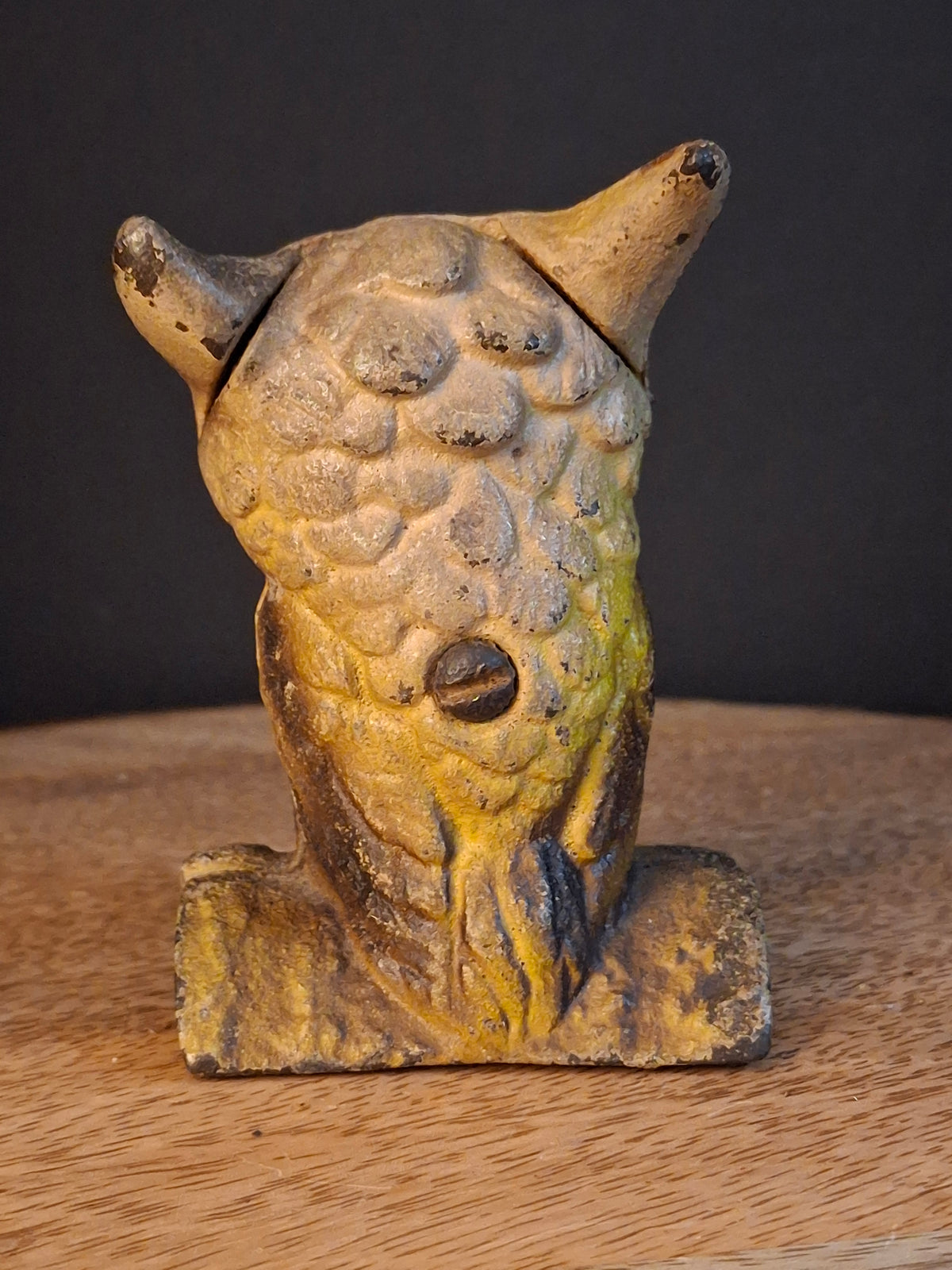Antique AC Williams Cast Iron Wise Owl Still Bank c 1910s