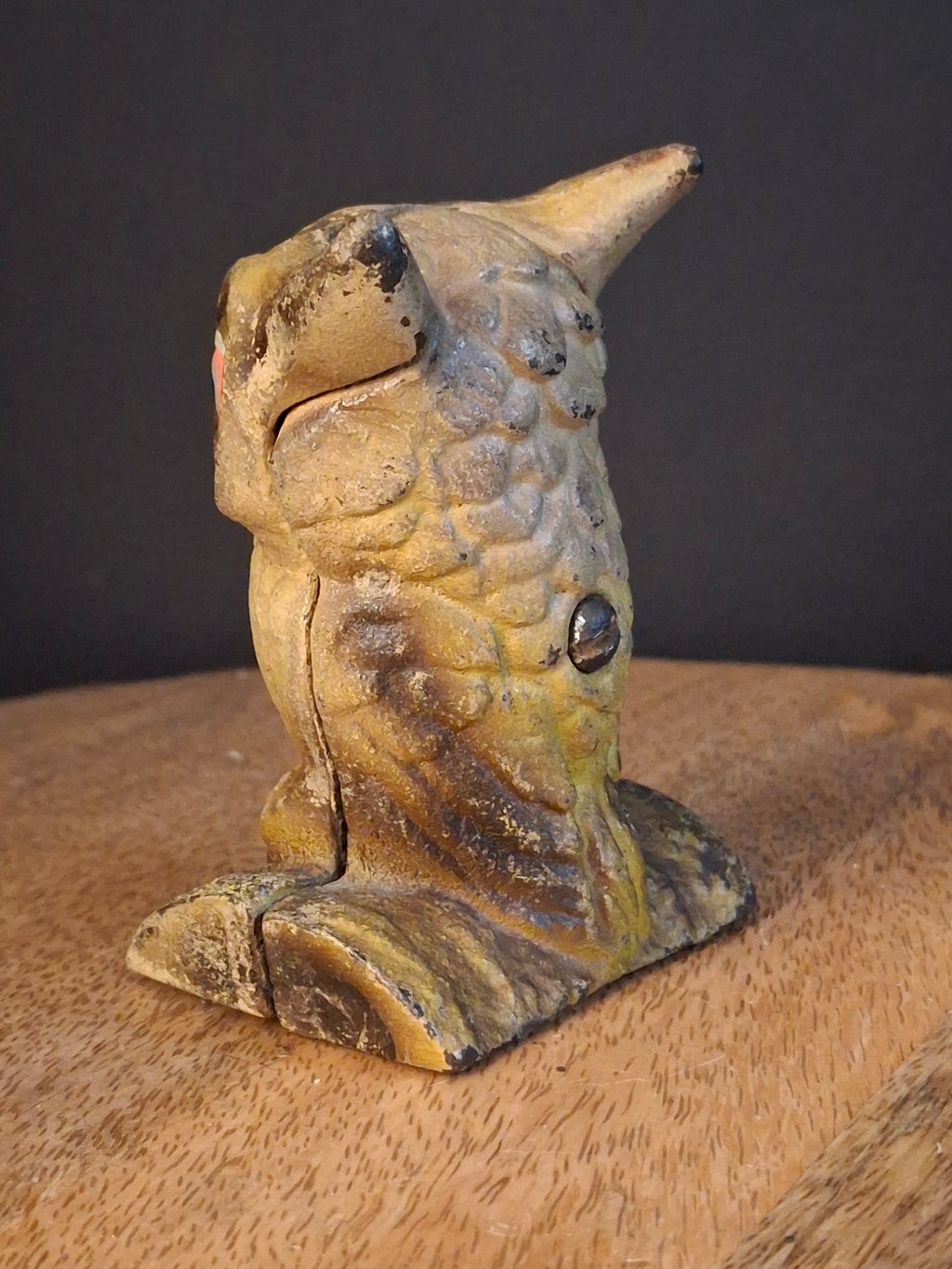 Antique AC Williams Cast Iron Wise Owl Still Bank c 1910s