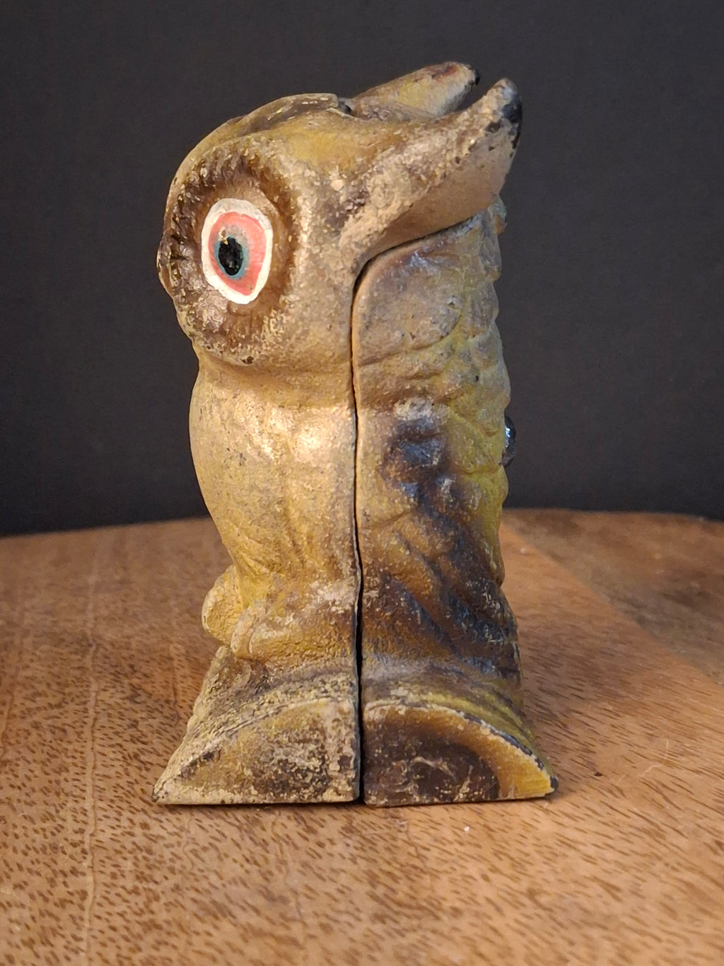 Antique AC Williams Cast Iron Wise Owl Still Bank c 1910s