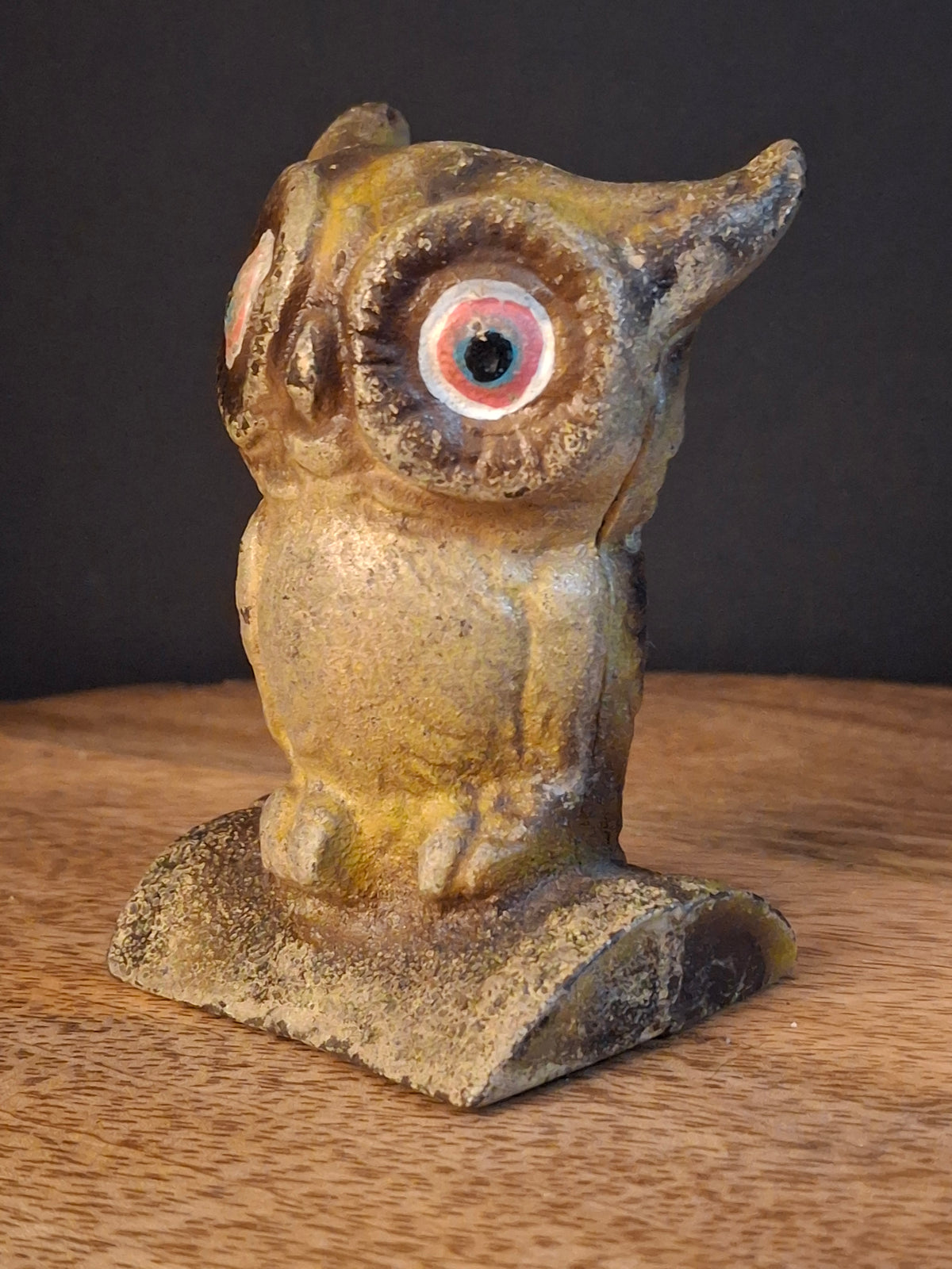 Antique AC Williams Cast Iron Wise Owl Still Bank c 1910s