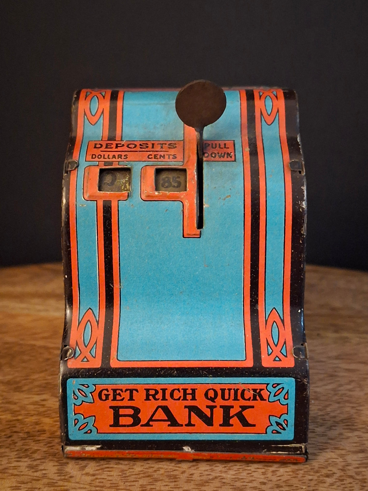 Antique 1930s Girard Tin Litho Cash Register Bank US Mint Philadelphia Get Rich Quick