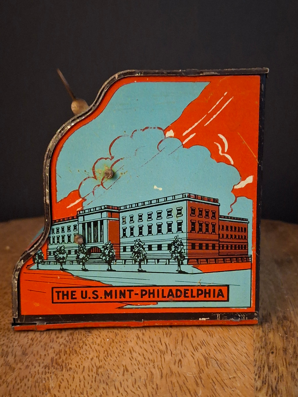 Antique 1930s Girard Tin Litho Cash Register Bank US Mint Philadelphia Get Rich Quick