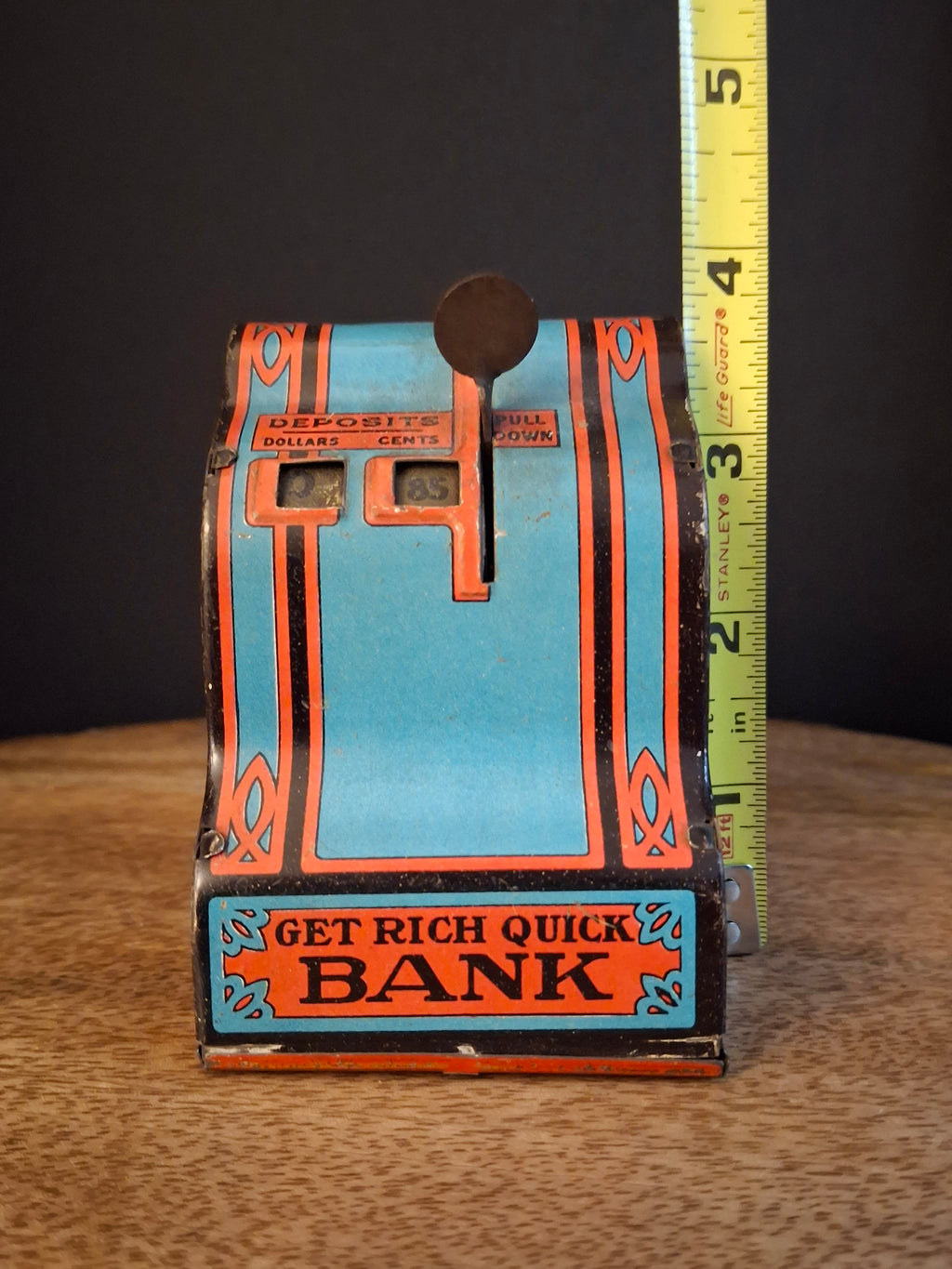 Antique 1930s Girard Tin Litho Cash Register Bank US Mint Philadelphia Get Rich Quick