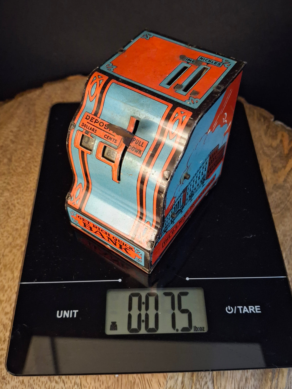 Antique 1930s Girard Tin Litho Cash Register Bank US Mint Philadelphia Get Rich Quick