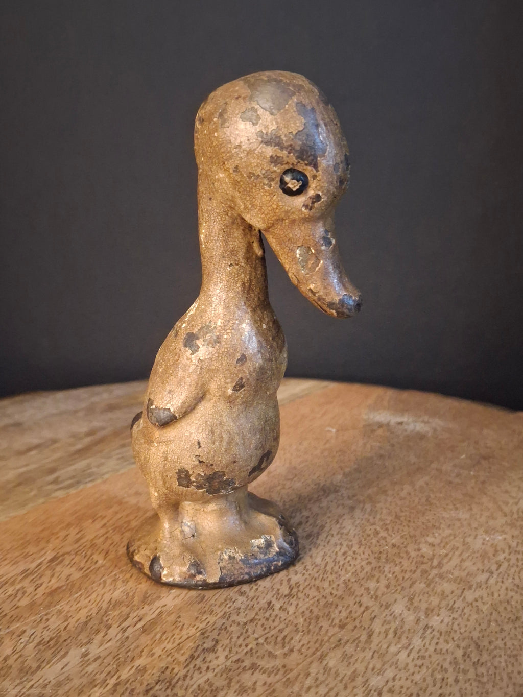 Antique Cast Iron Standing Duck Paperweight Attributed to Hubley C. 1920s Original Paint