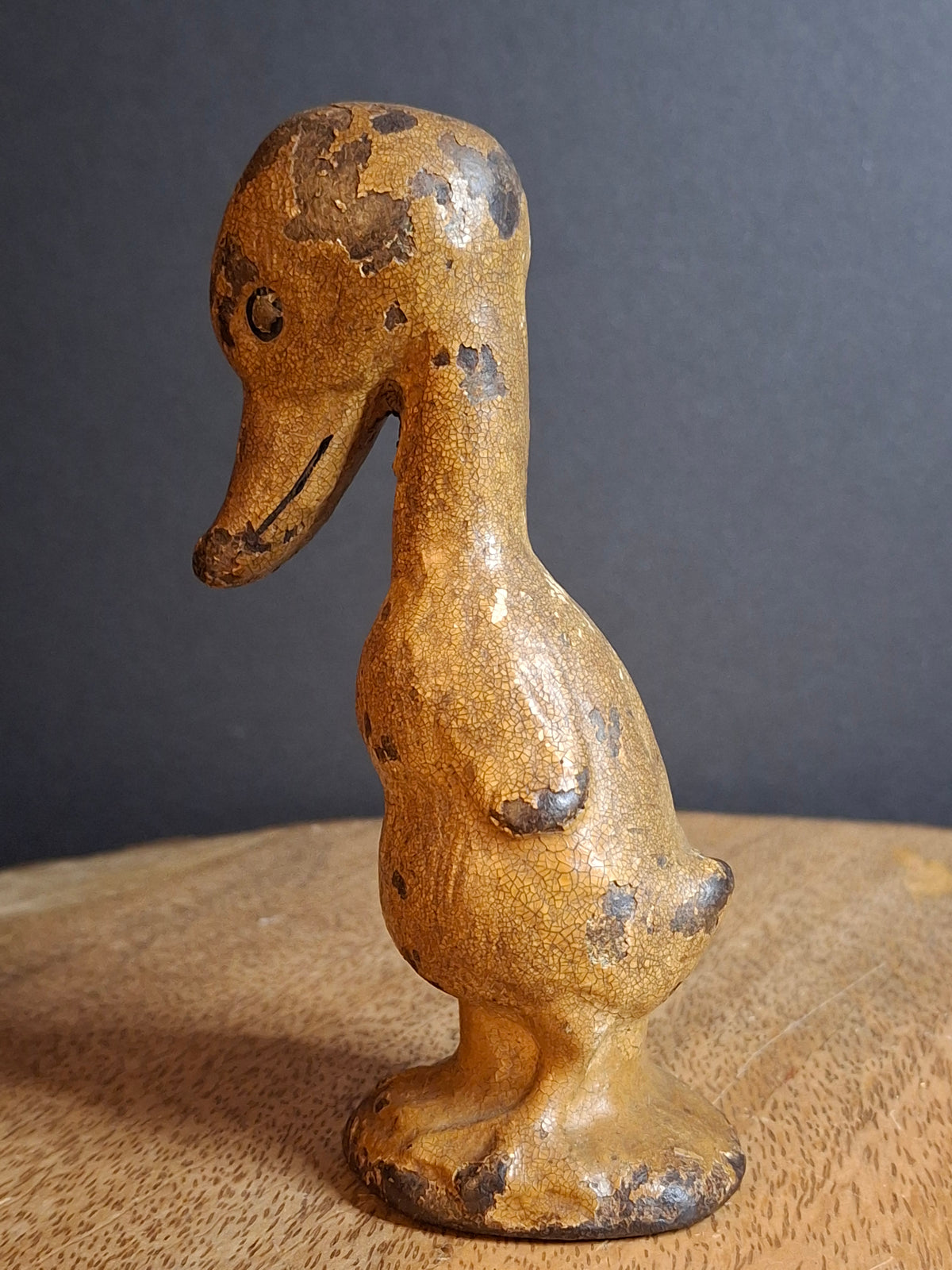 Antique Cast Iron Standing Duck Paperweight Attributed to Hubley C. 1920s Original Paint