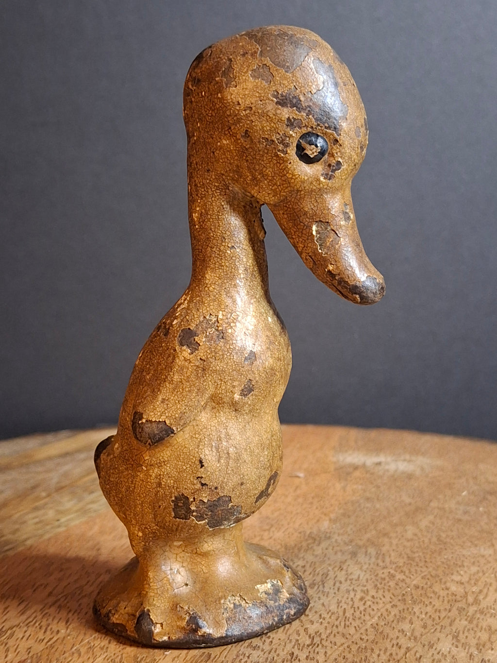 Antique Cast Iron Standing Duck Paperweight Attributed to Hubley C. 1920s Original Paint
