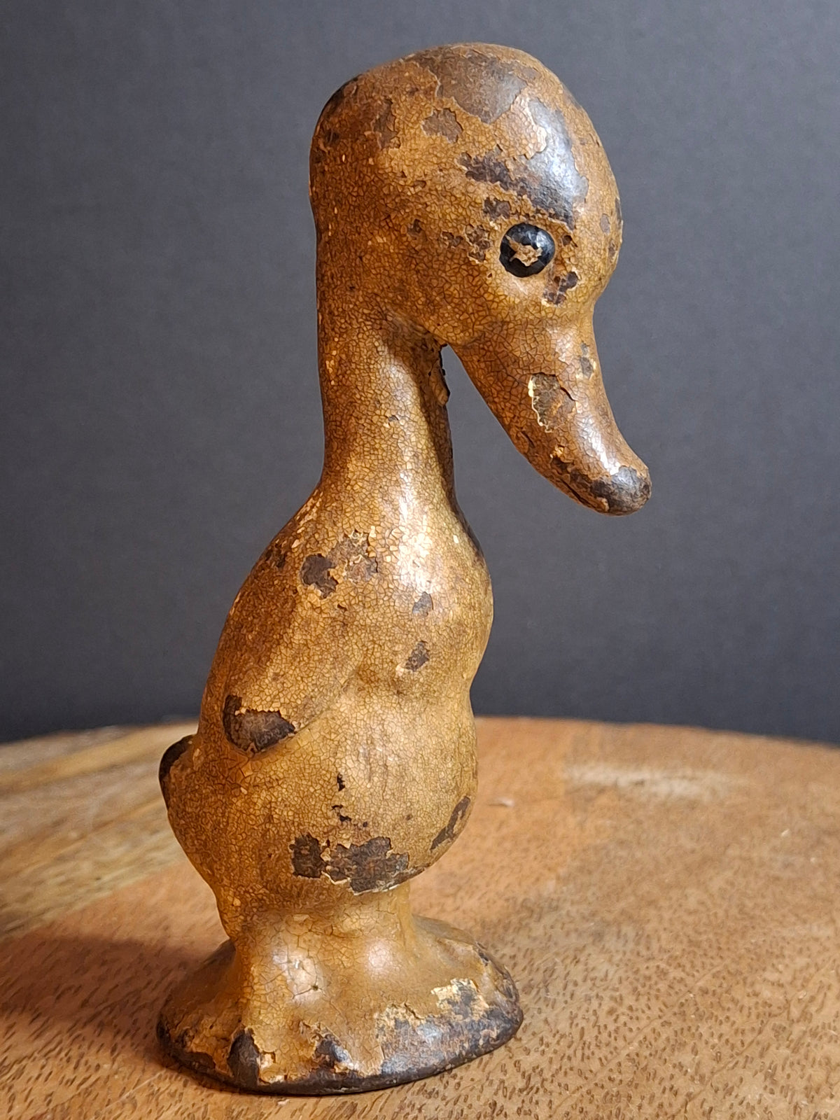 Antique Cast Iron Standing Duck Paperweight Attributed to Hubley C. 1920s Original Paint