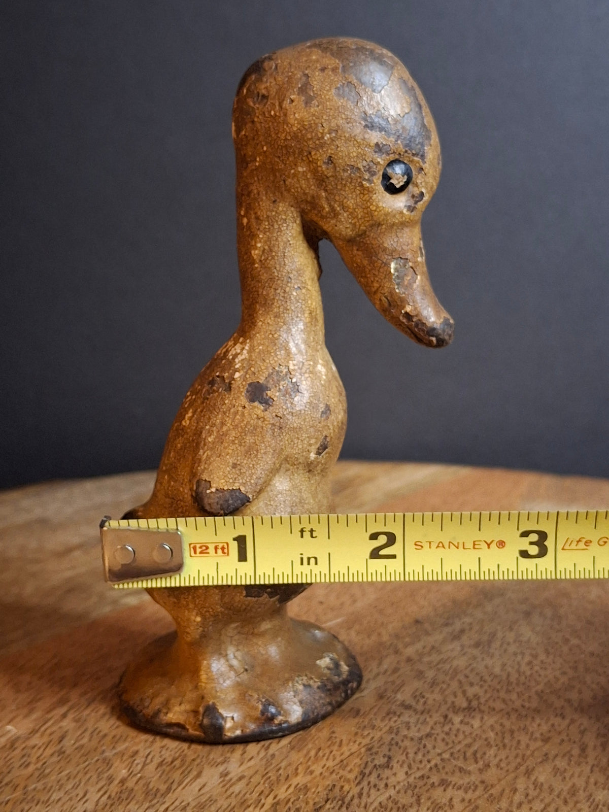 Antique Cast Iron Standing Duck Paperweight Attributed to Hubley C. 1920s Original Paint