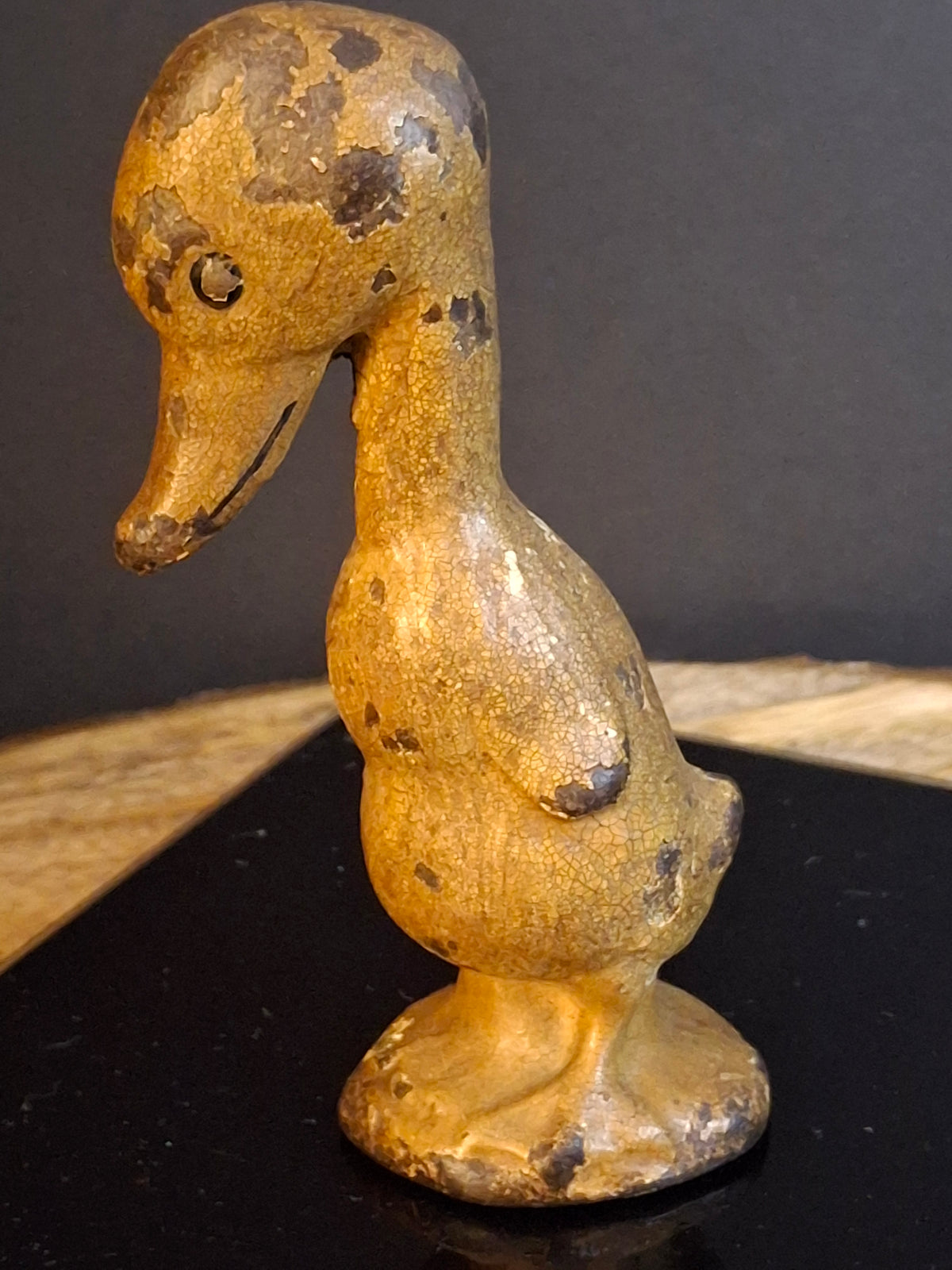 Antique Cast Iron Standing Duck Paperweight Attributed to Hubley C. 1920s Original Paint