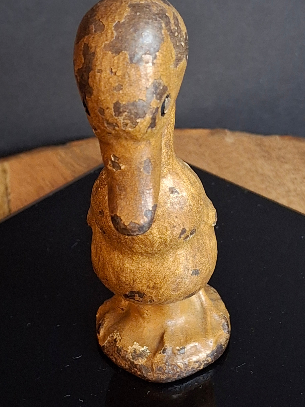 Antique Cast Iron Standing Duck Paperweight Attributed to Hubley C. 1920s Original Paint