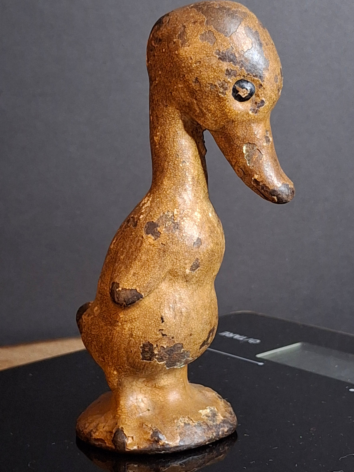 Antique Cast Iron Standing Duck Paperweight Attributed to Hubley C. 1920s Original Paint