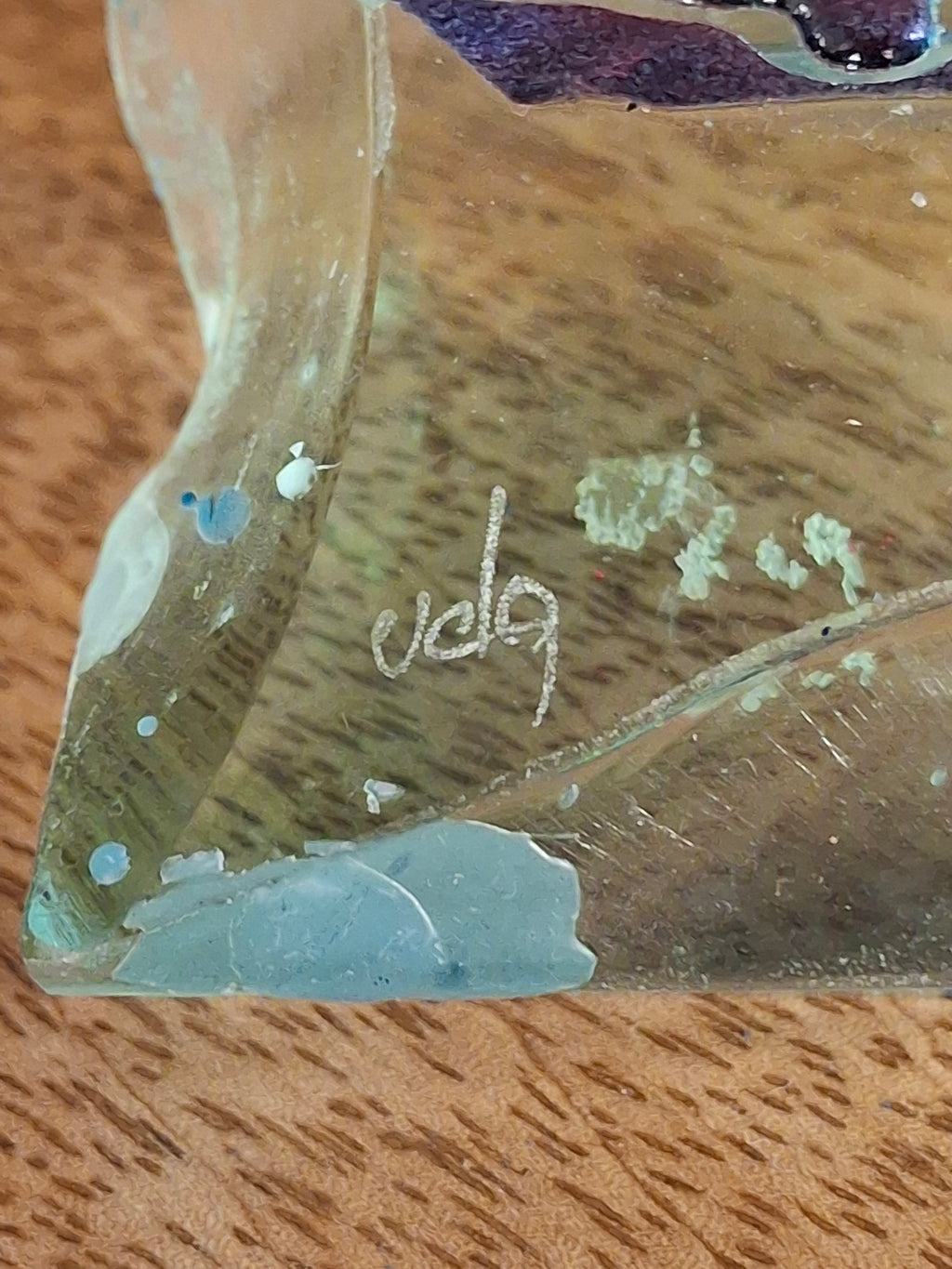 Signed Uda Yehuda Parmat Studio Art Glass Menorah Iridescent Fused Dreidel Judaica