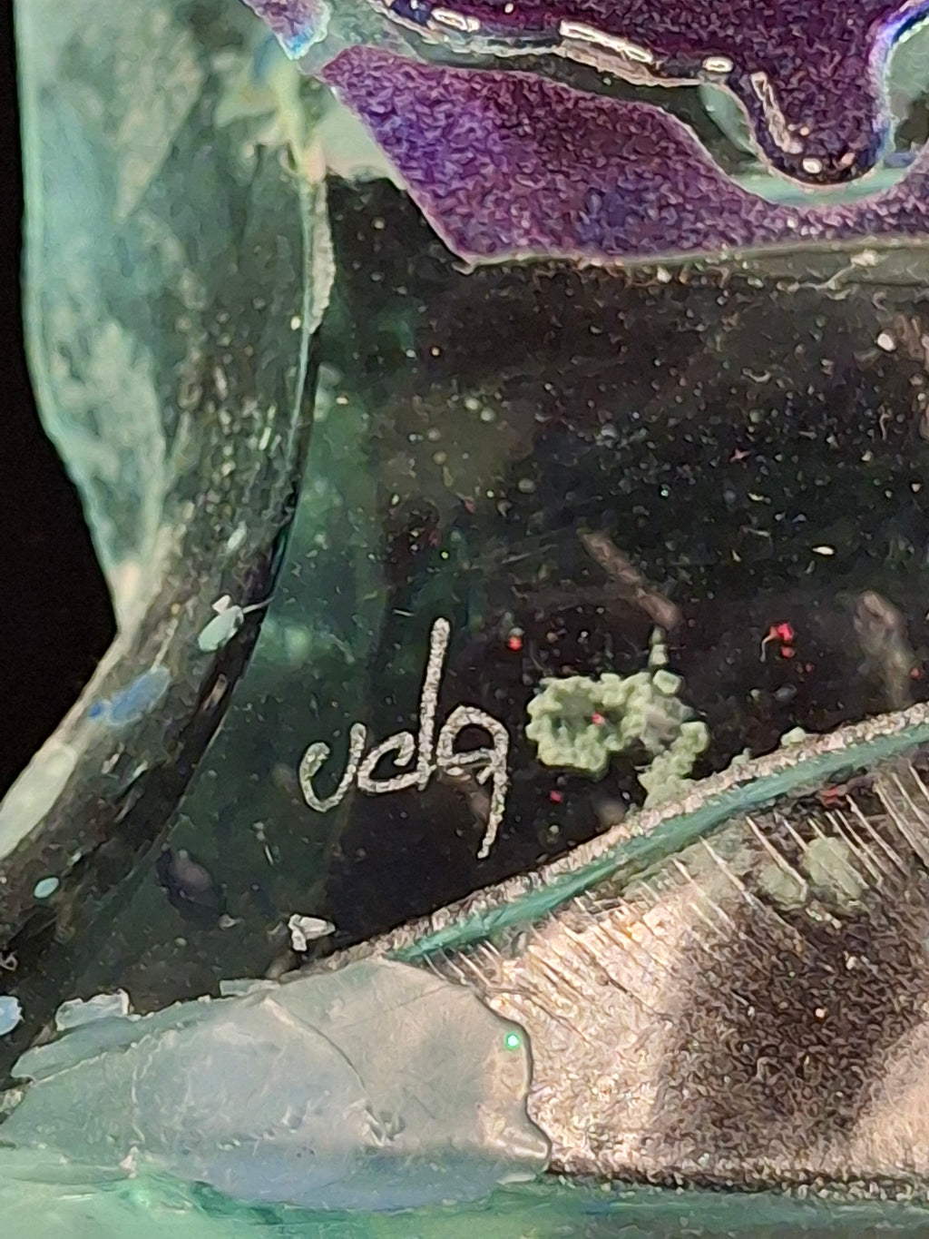 Signed Uda Yehuda Parmat Studio Art Glass Menorah Iridescent Fused Dreidel Judaica
