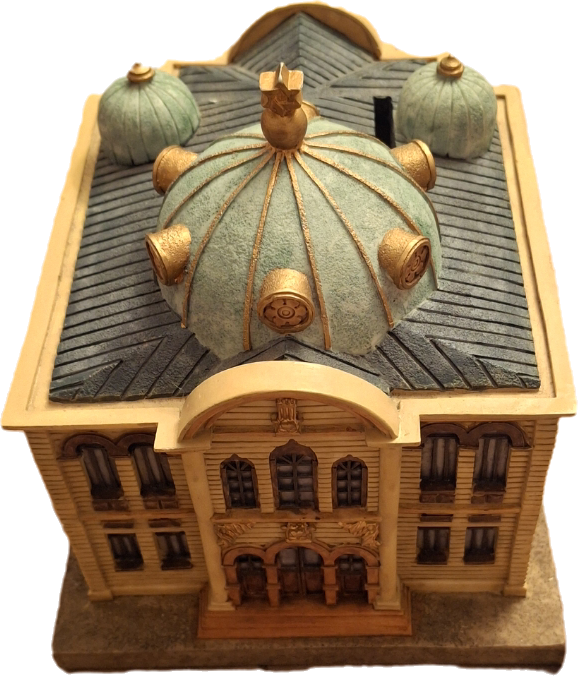 Reuven Masel Miami Florida Ceramic Synagogue Tzedakah Box - Hand-Painted Judaica Charity Pushke, 5" Tall