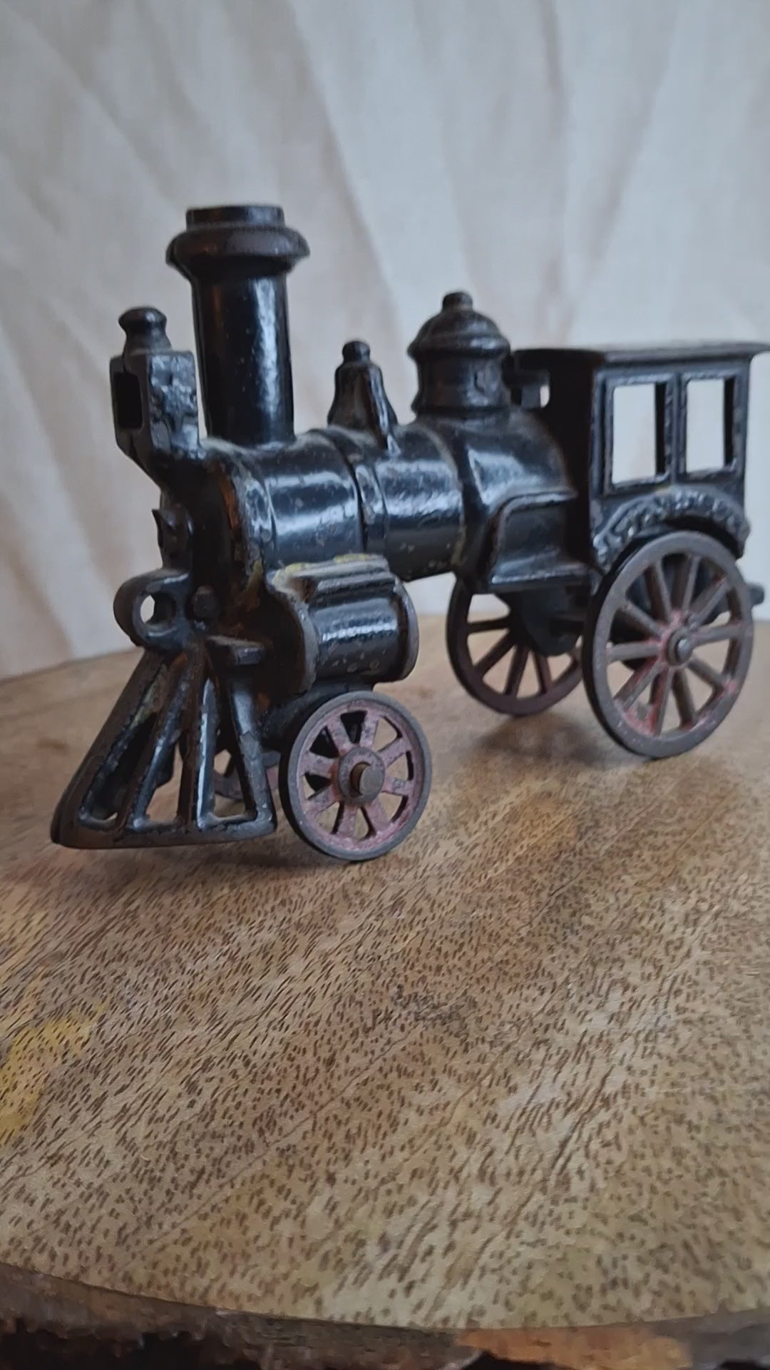 Antique 1880 W.S. Reed Cast Iron Locomotive Toy – Original Paint & Patina – 6.5”