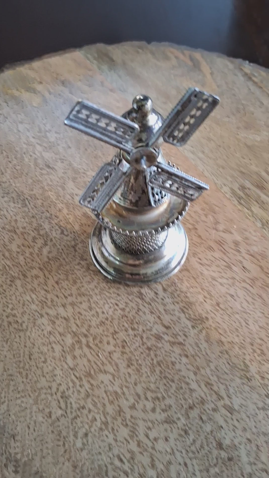 Vintage 925 Sterling Silver Judaica Besamim Windmill Spice Box - Mid-20th Century