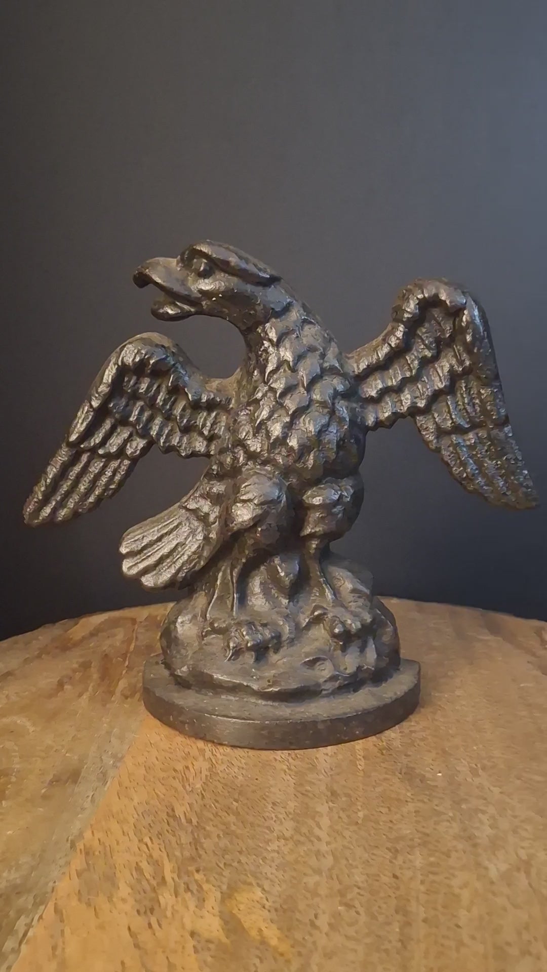 Antique Cast Iron Eagle on Rock Doorstop Patriotic Americana Hubley or Albany