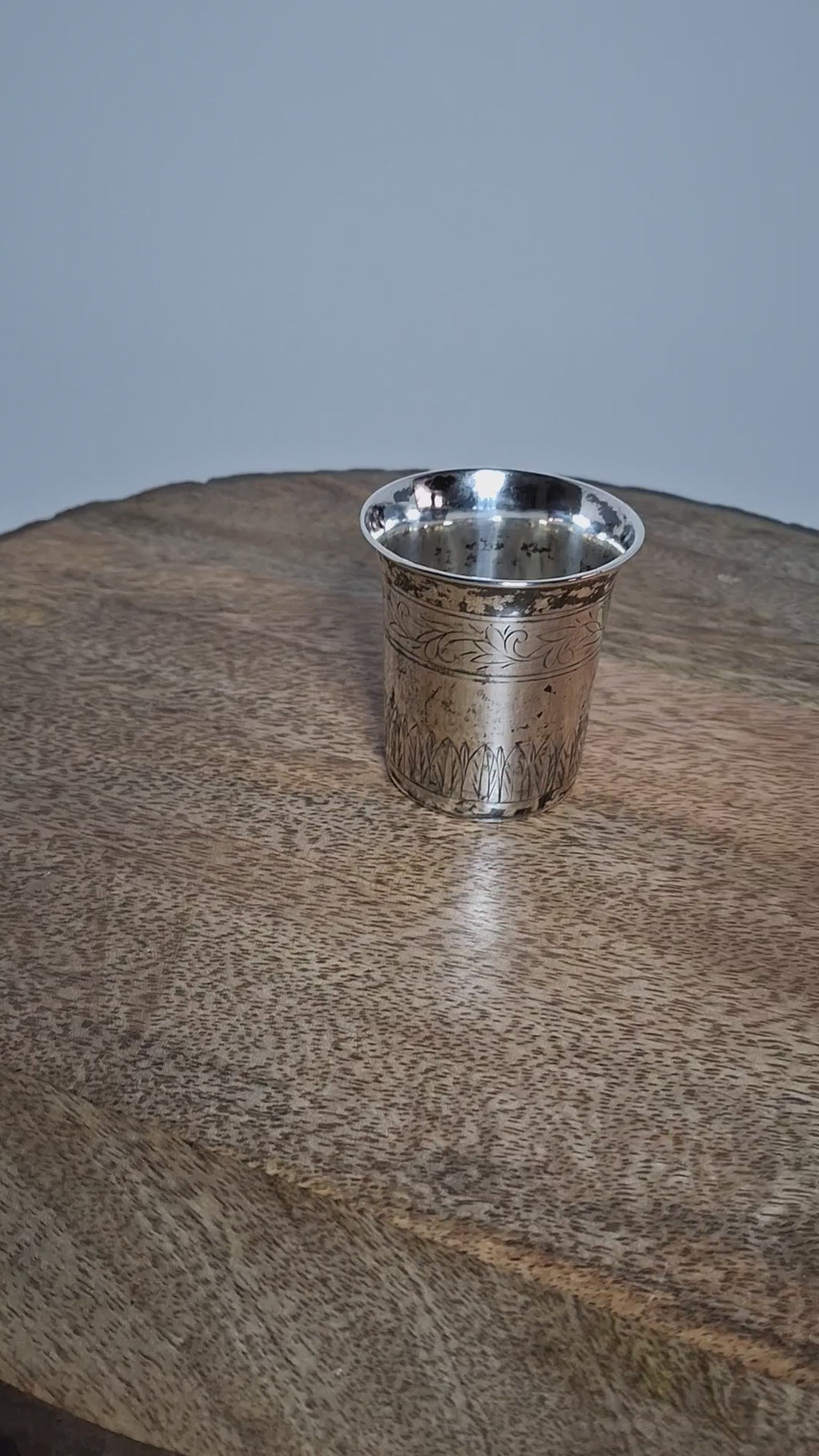 Antique 1821 European Silver Kiddush Cup Beaker - 12 Loth Hallmarked, Floral