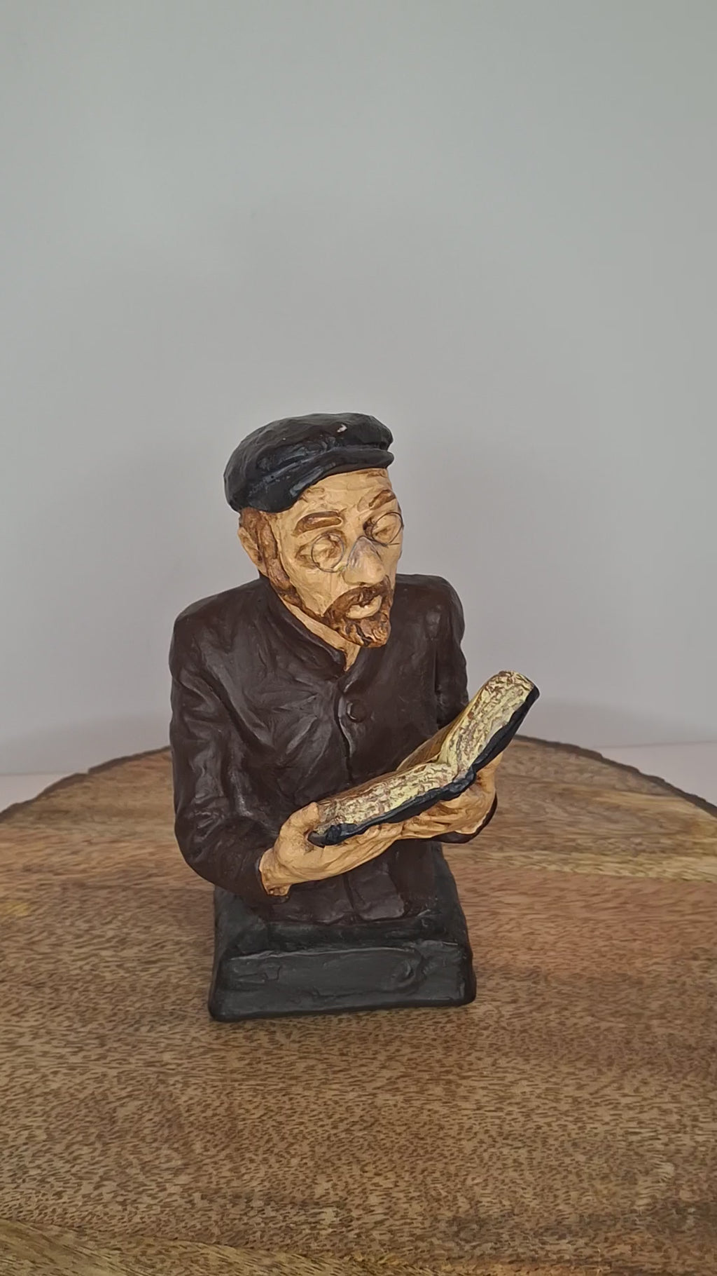 Vintage 1969 David Kaplan Signed Plaster Sculpture Rabbi Studying Torah Figure