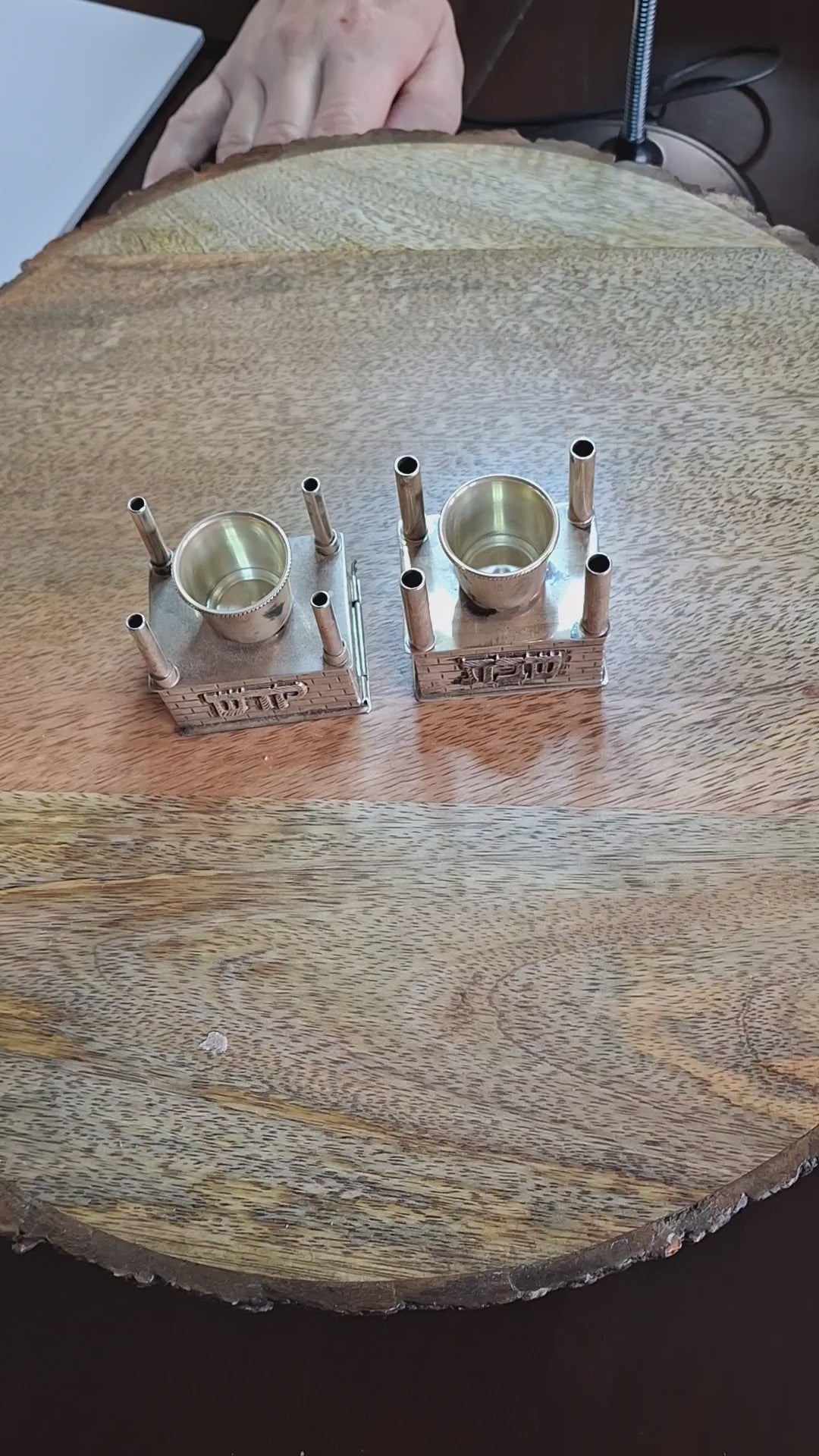 Mid Century 925 Sterling Silver Brick House Travel Full Havdalah Set - Israeli Judaica Besamim, Kiddush Cup & Candle Holder (4.8 oz)