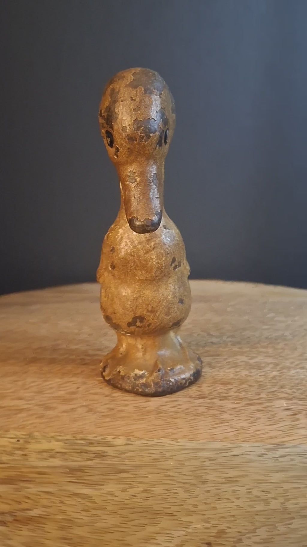 Antique Cast Iron Standing Duck Paperweight Attributed to Hubley C. 1920s Original Paint